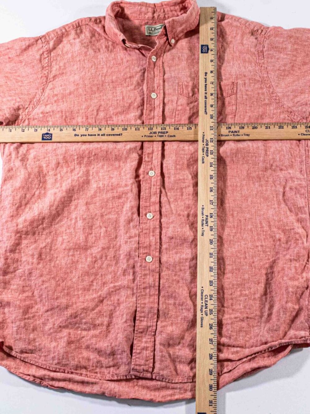 Vintage L.L. Bean 100% Linen Shirt Large Short Sleeve Hong Kong - Picture 3 of 6